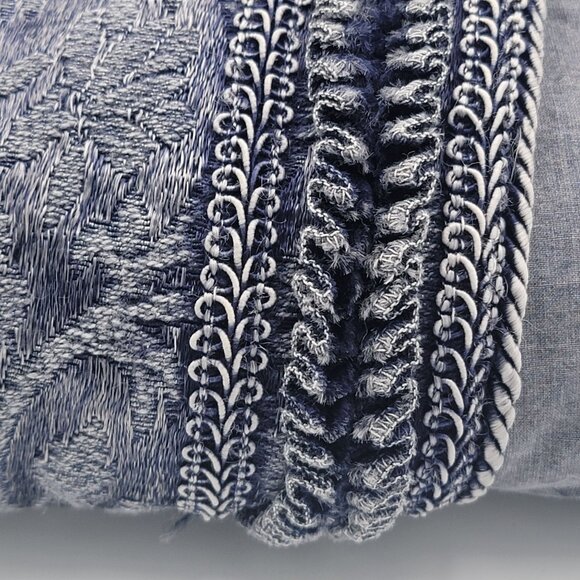 Choices Blue Embroidered Open Front Jacket - Womens Size S - Cotton Blend - Eleg - Picture 5 of 13